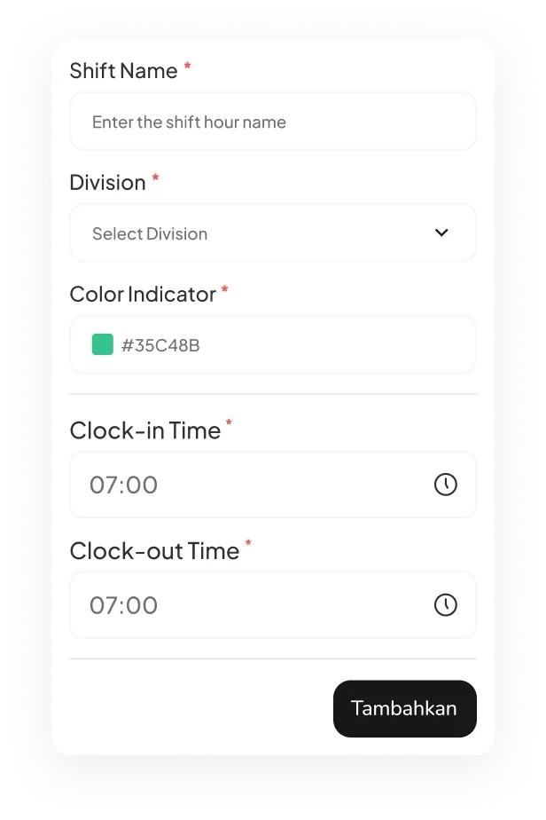 Create shift form