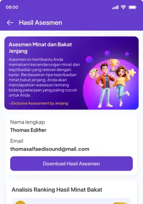 Minat Bakat Jenjang result on a phone