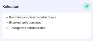 Strengths listed on the result screen